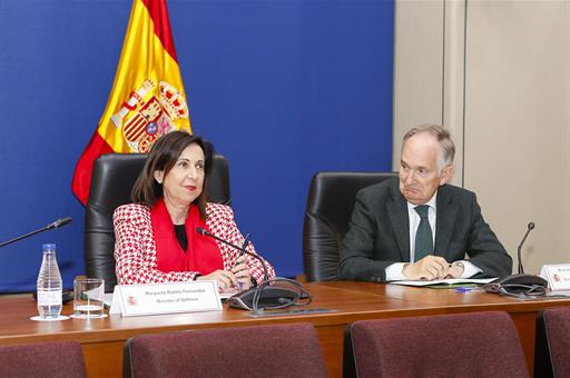 14/04/2023. Robles talks with US Secretary of Defence Lloyd Austin in preparation for the upcoming meeting in Ramstein. The Minister for Def...