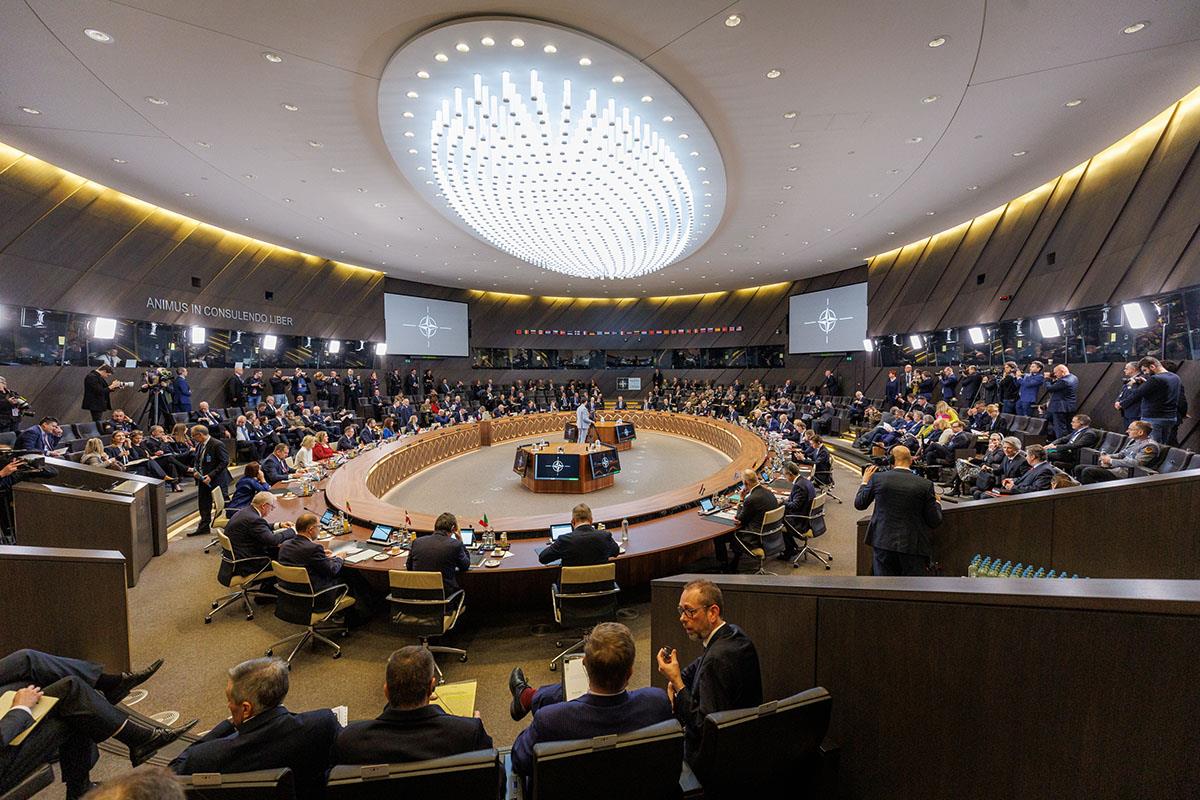 15/02/2024. Meeting of NATO defence ministers. The Minister for Defence, Margarita Robles, attends the meeting of NATO Defense Ministers