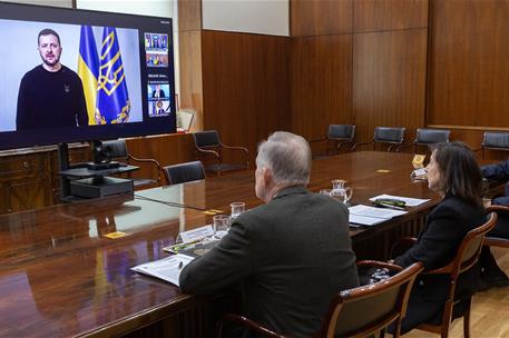 La ministra de Defensa, Margarita Robles, durante la reunión del Grupo de Contacto para la Defensa de Ucrania