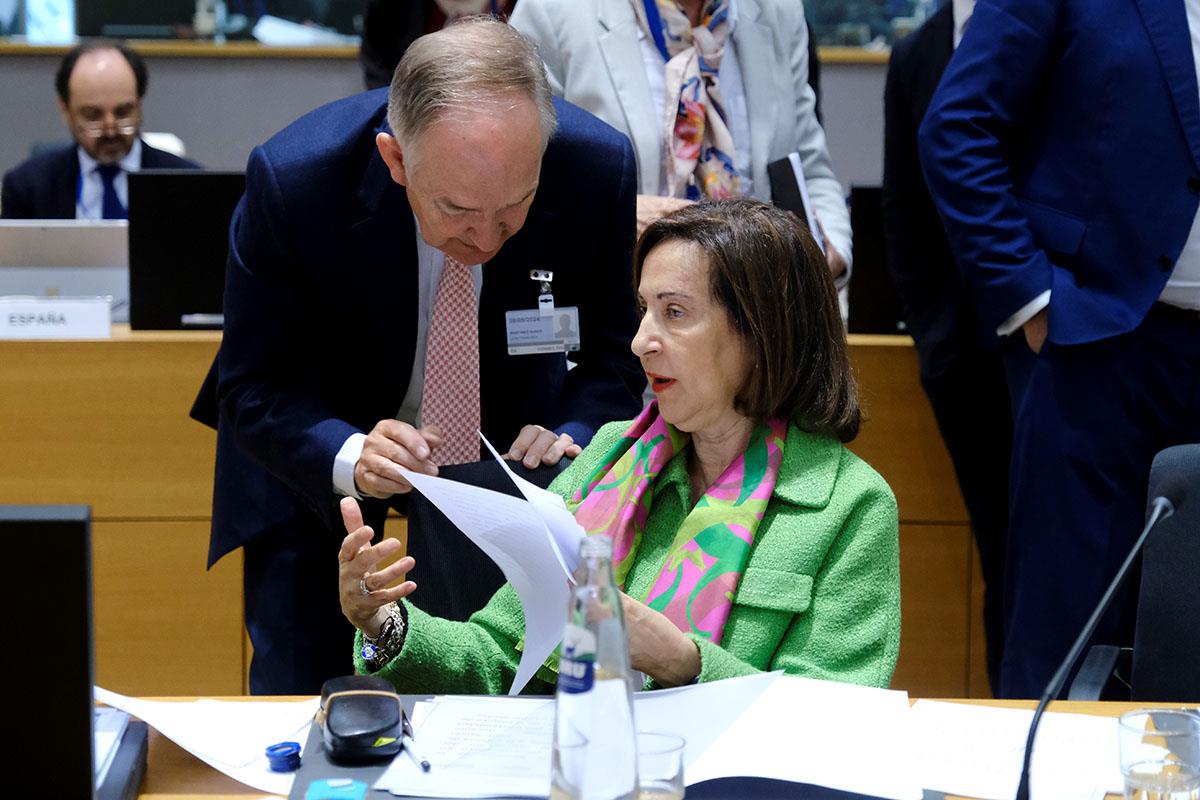 28/05/2024. Margarita Robles asiste a la reunión de ministros de Defensa de la Unión Europea. Margarita Robles asiste a la reunión de minist...