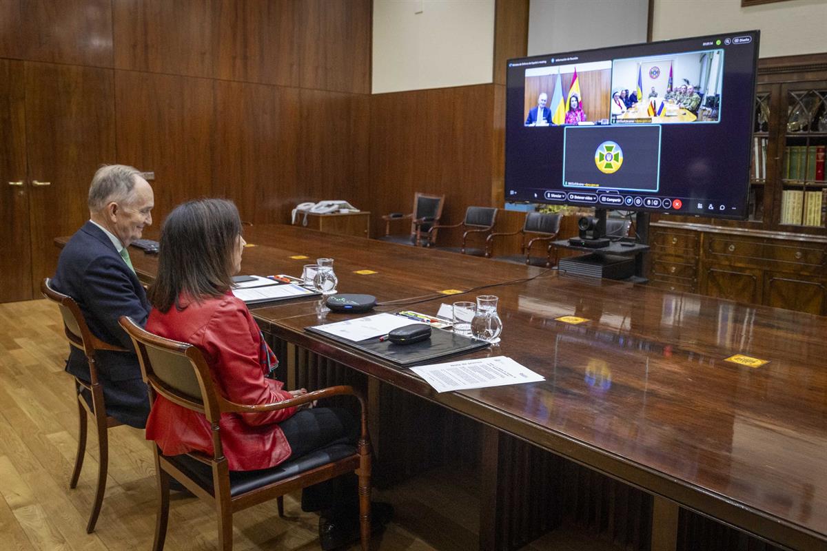 9/12/2025. Videoconferencia con Guardia de Fronteras de Ucrania. La ministra de Defensa, Margarita Robles, mantiene una reunión por videocon...