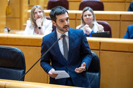 El ministro de Derechos Sociales, Consumo y Agenda 2030, Pablo Bustinduy, durante su comparecencia en el Senado