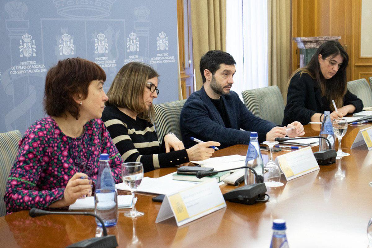 El ministro de Derechos Sociales, Consumo y Agenda 2030, Pablo Bustinduy, durante la reunión con la FEFN