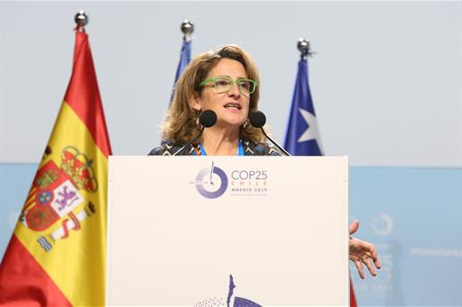 Teresa Ribera durante su intervención en la inauguración Segmento Alto Nivel COP25