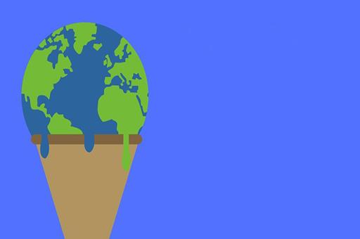 1/04/2019. Dibujo de La Tierra derritiéndose sobre un cono de helado. Dibujo de La Tierra derritiéndose sobre un cono de helado