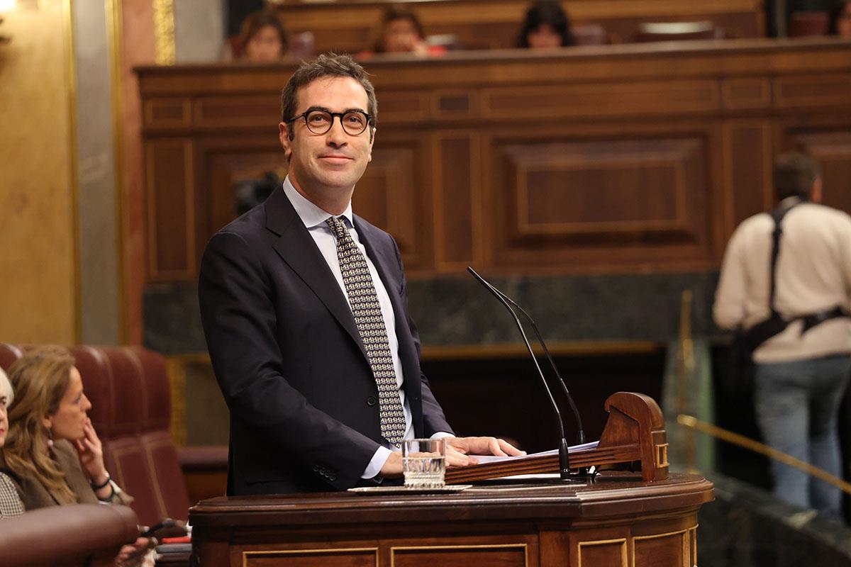 El ministro de Economía y Comercio, Carlos Cuerpo, durante su intervención en el Congreso de los Diputados