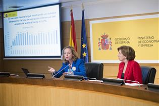 La ministra Nadia Calviño, en la rueda de prensa sobre la Encuesta de Población Activa