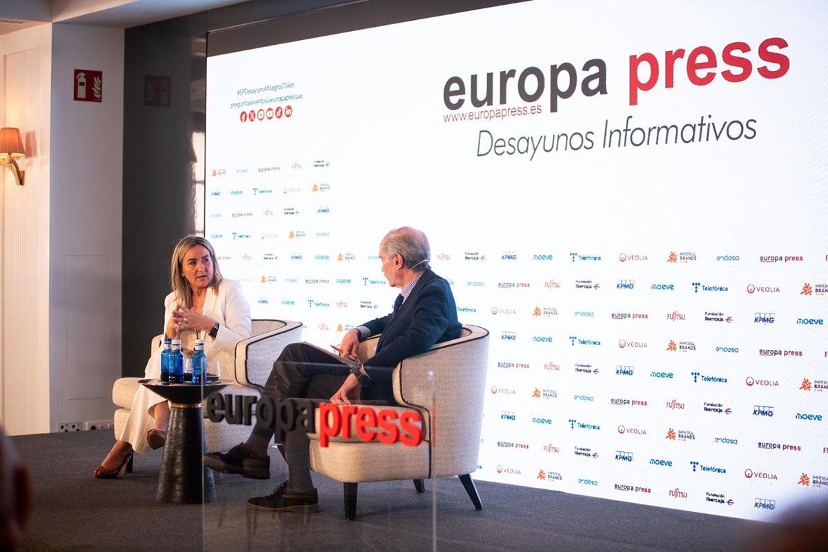 Milagros Tolón durante su intervención en el desayuno informativo organizado por Europa Press