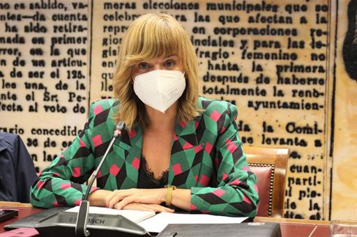 Pilar Alegría durante su comparecencia en el Senado