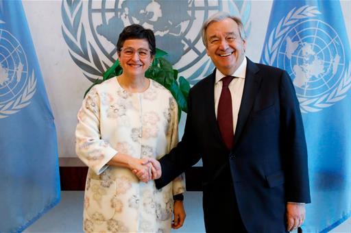 Arancha González Laya con António Guterres, Secretario General de la ONU