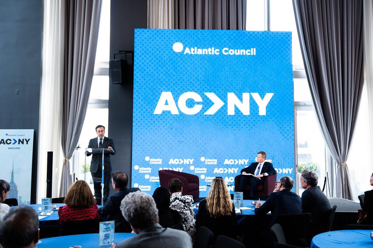 El ministro de Asuntos Exteriores, Unión Europea y Cooperación, José Manuel Albares, interviene en el ‘Atlantic Council’
