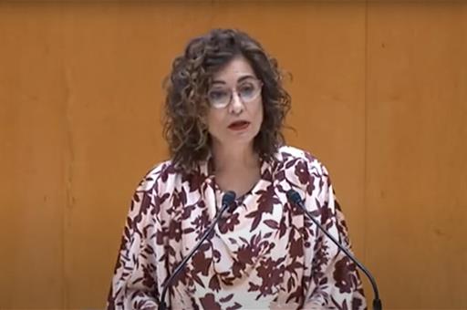 La ministra Montero durante su intervención en el Senado