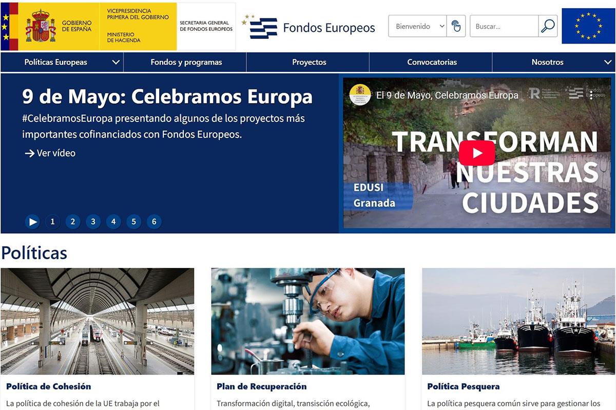 Portada de la web actualizada por el Ministerio de Hacienda con motivo de la celebración del Día de Europa