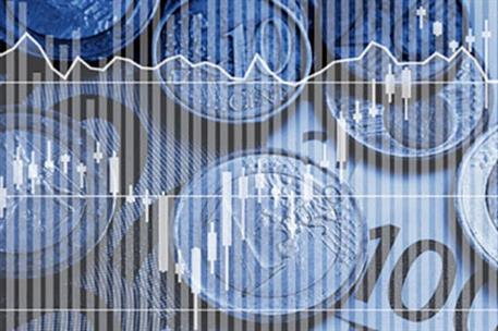 Gráfico sobre un fondo de monedas