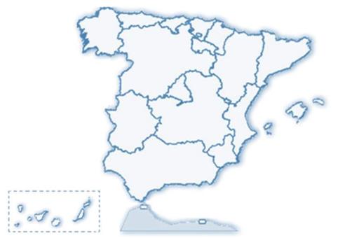 Mapa de las comunidades y ciudades autónomas de España