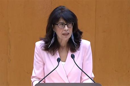 La ministra de Igualdad, Ana Redondo, durante su intervención en el Senado