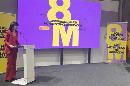 La ministra de Igualdad, Ana Redondo, presenta la campaña institucional con motivo del 8M, Día Internacional de las Mujeres.