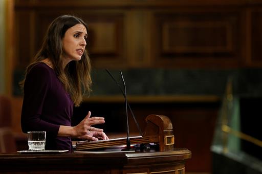 Irene Montero durante su intervención en el Congreso