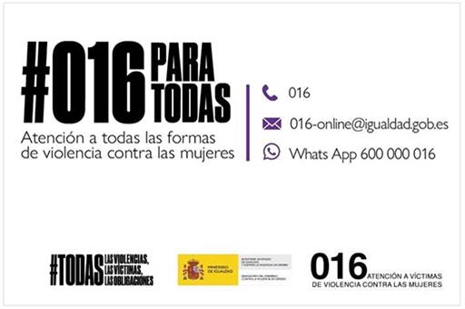 #016 para todas. Atención a todas las formas de violencia contra las mujeres