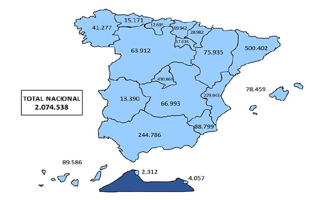 Mapa de lafiliación de extranjeros