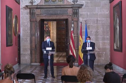 El ministro José Luis Escrivá y el presidente de la Comunidad Valencia, Ximo Puig, comparecen ante los medios de comunicación