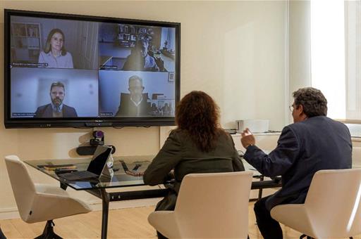 José Luis Escrivá y Milagros Paniagua durante la videoconferencia