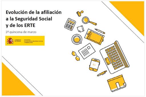 Portada de la presentación de la evolución de la afiliación a la Seguridad Social y de los ERTE