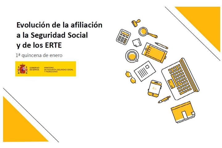 Portada del informe de evolución de la afiliación a la Seguridad Social y de los ERTE