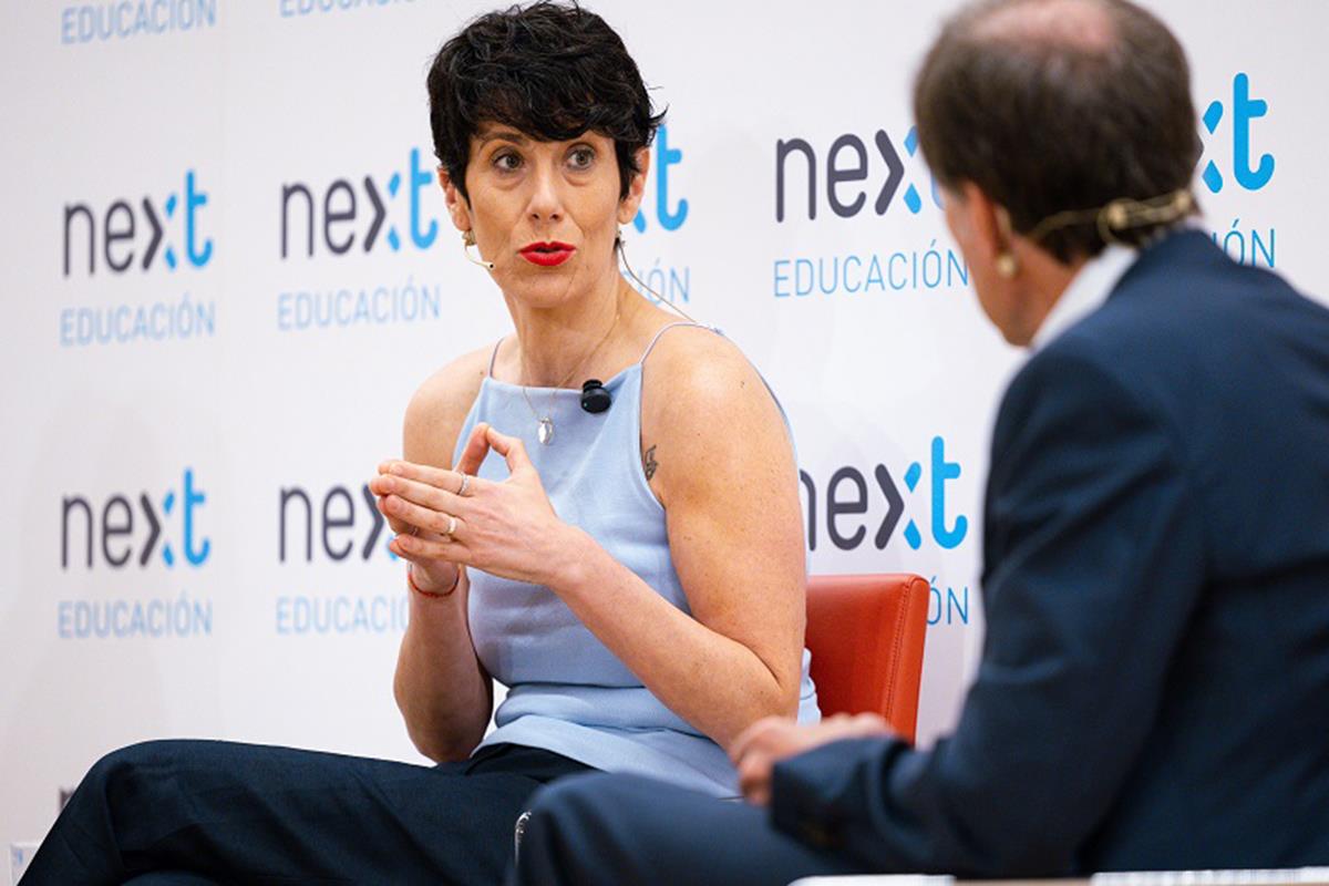 La ministra de Inclusión, Seguridad Social y Migraciones, Elma Saiz, durante su participación en el Foro Next Educación