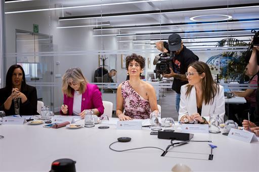 La ministra de Inclusión, Seguridad Social y Migraciones, Elma Saiz, en la reunión