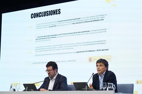 El secretario de Estado de Seguridad Social y Pensiones, Borja Suárez, durante la presentación de los datos.