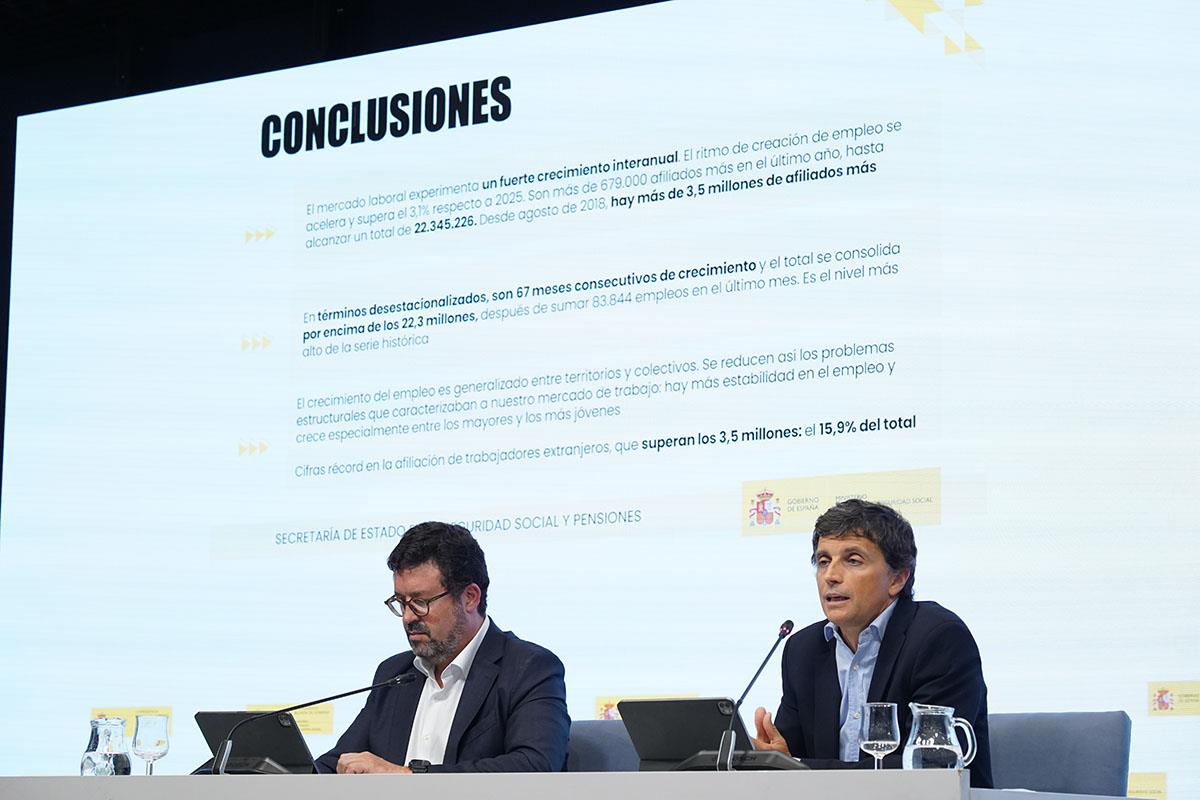 El secretario de Estado de Seguridad Social y Pensiones, Borja Suárez, durante la presentación de los datos.