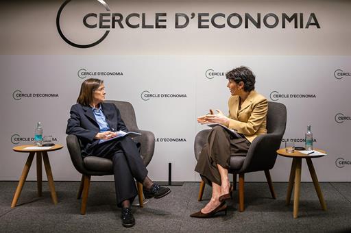 La ministra de Inclusión, Seguridad Social y Migraciones, Elma Saiz, en el jornada organizada por el Cercle d´Economia