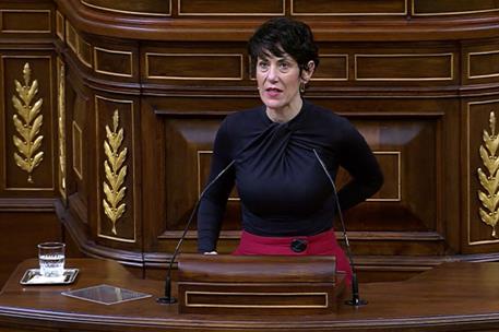 La ministra Elma Saiz interviene en el Congreso en el debate de la convalidación del real decreto-ley sobre las pensiones