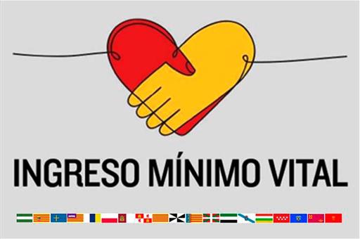 Logo del Ingreso Mínimo Vital con las banderas de las comunidades autónomas