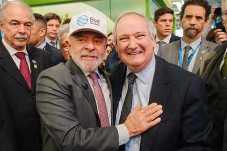 Jordi Hereu junto a Lula da Silva en la Hannover Messe
