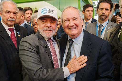 Jordi Hereu junto a Lula da Silva en la Hannover Messe