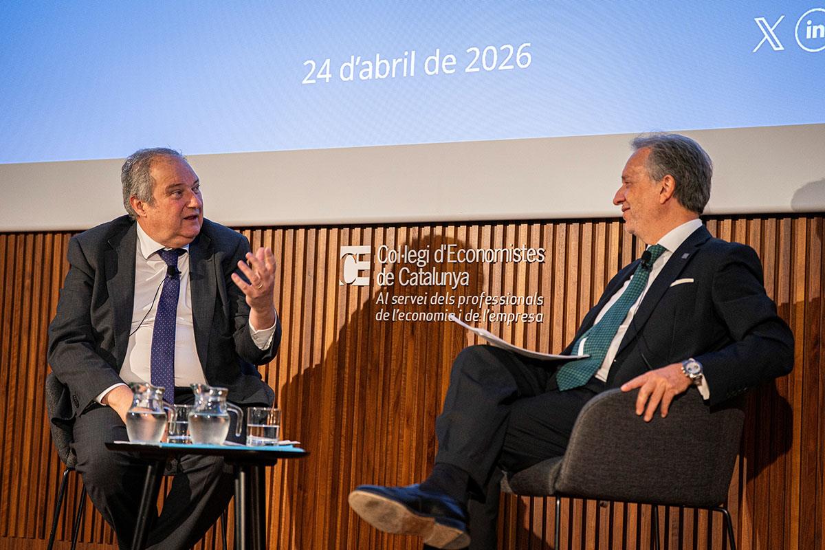 Jordi Hereu en un acto en el Colegio de Economistas de Cataluña