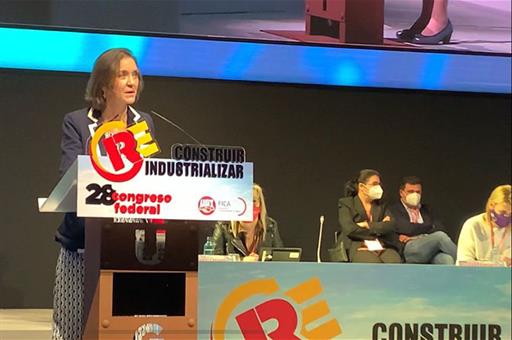 Reyes Maroto durante su intervención en el Congreso Federal UGT-FICA