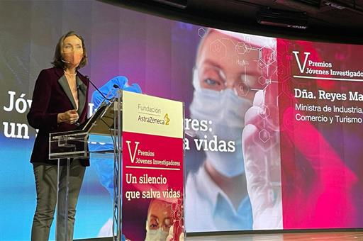 13/04/2021. Reyes Maroto en los V Premios Jóvenes Investigadores de Fundación AstraZeneca