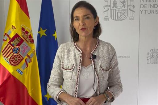 La ministra de Industria, Comercio y Turismo, Reyes Maroto durante su intervención