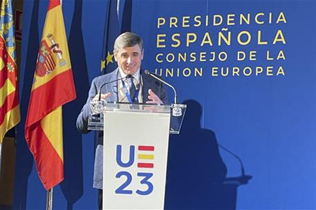 16/11/2023. 'Forum on Tourism Intelligence and Data, keys to Sustainability. The president of SEGITTUR, Enrique Martínez, at the opening ses...