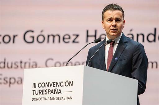 El ministro de Industria, Comercio y Turismo en funciones, Héctor Gómez, durante su intervención