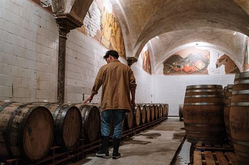 Un turista visita una bodega