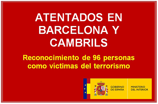 Logo del Ministerio del Interior anunciando el reconocimiento de 96 personas como víctimas de terrorismo