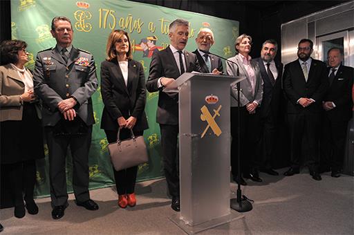 El ministro Fernando Grande-Marlaska durante su intervención tras la visita