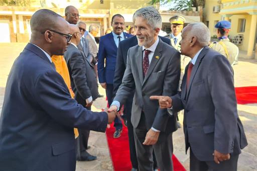 El ministro del Interior, Fernando Grande-Marlaska, a su llegada a Mauritania