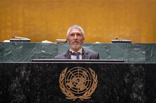 El ministro del Interior, Fernando Grande-Marlaska, durante su intervención en el Congreso Mundial de Víctimas del Terrorismo