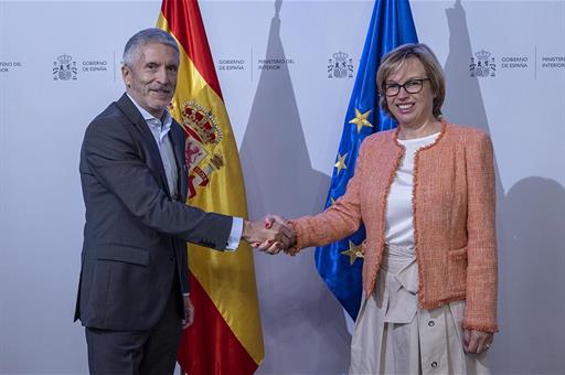 El ministro del Interior, Fernando Grande-Marlaska junto a la directora ejecutiva de Europol, Catherine De Bolle