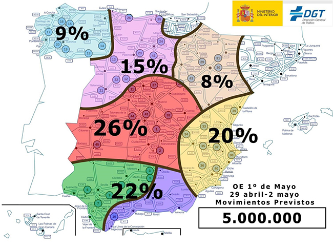 Operación especial de la DGT por el puente del 1 de mayo - movimientos previstos